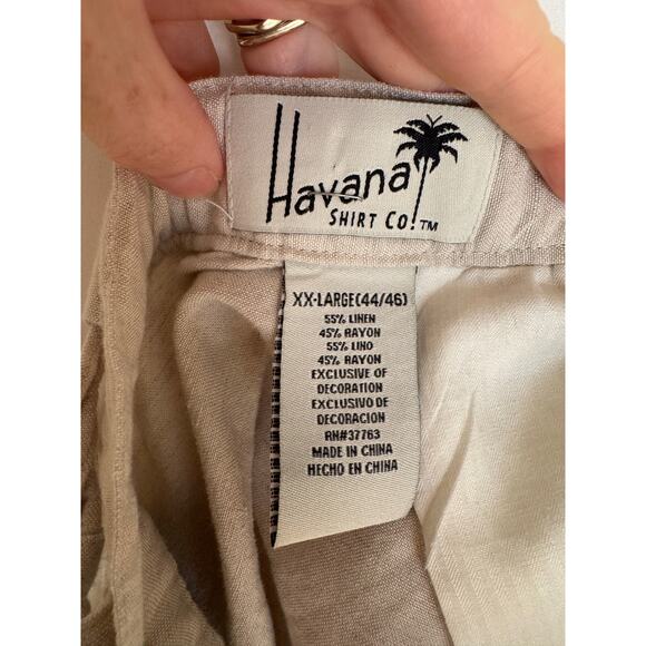 Havana Shirt Co. Men’s XXL Linen Blend Drawstring Pants Tan Relaxed Fit Casual - Picture 3 of 11